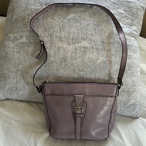 Etienne Aigner Mauve Leather Buckle Crossbody